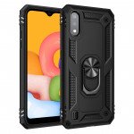 Wholesale Samsung Galaxy A01 Tech Armor Ring Grip Case with Metal Plate (Black)
